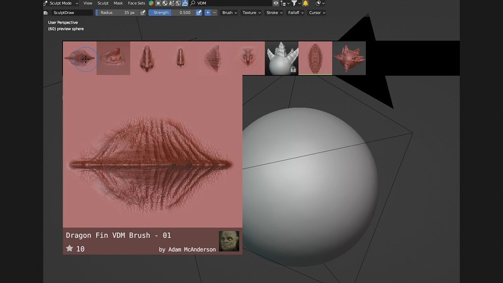 BlenderKit Vector Displacement Mesh Brushes explanation, step by