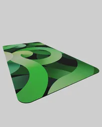 Detailed 3D model of a large green mousepad with abstract design, optimized for Blender rendering.