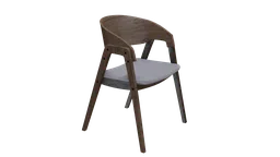 Detailed 3D model of a minimalist wooden chair with cushion for Blender rendering and design visualization.