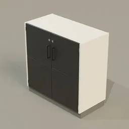 Detailed 3D model of a sleek modern cabinet for office storage, designed for Blender rendering.