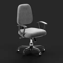 Realistic 3D model render of a modern simple office chair with armrests designed for Blender visualization.