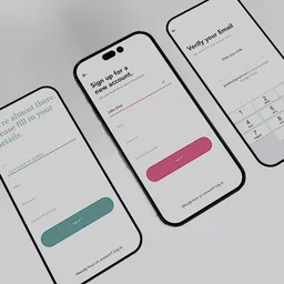 High-quality 3D Blender scene showcasing mobile app interface design templates for advertising.