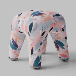 Brute Ottoman – leaf patterned fabric
