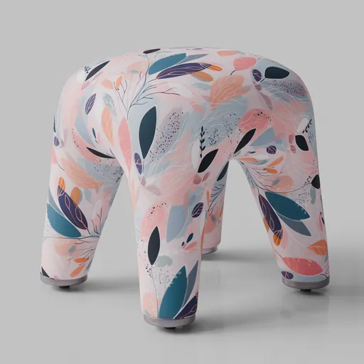 Brute Ottoman – leaf patterned fabric