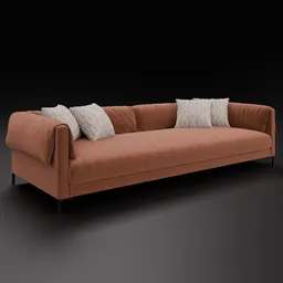 Realistic 3D model of a crumpled fabric sofa with cushions, compatible with Blender.