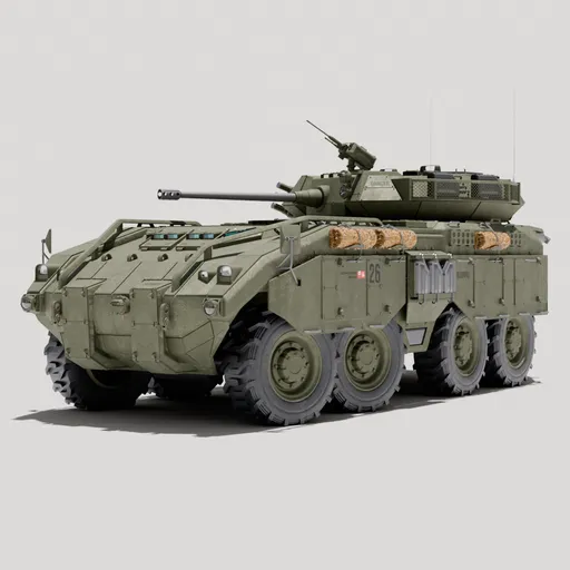 3D-rendered fictional military APC with intricate design details, suitable for Blender 3D projects.