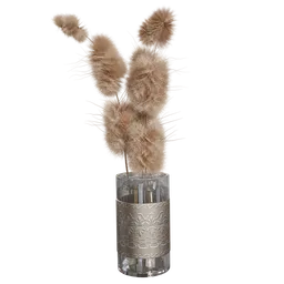 Detailed 3D model of Pampas grass in a vase optimized for Blender rendering, perfect for digital art and virtual scenes.
