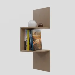 Corner bookshelf with books