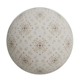 Floral motifs damask wallpaper