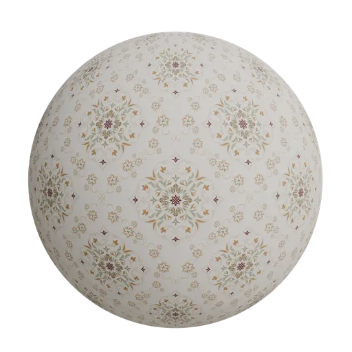 Floral motifs damask wallpaper