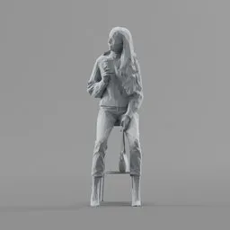 Lowpoly Female leaning on a stool