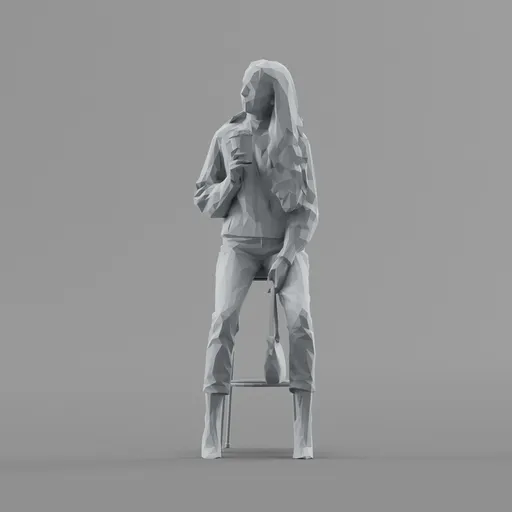 Lowpoly Female leaning on a stool