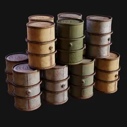WW2 Italian Military Fuel-Drum Stack