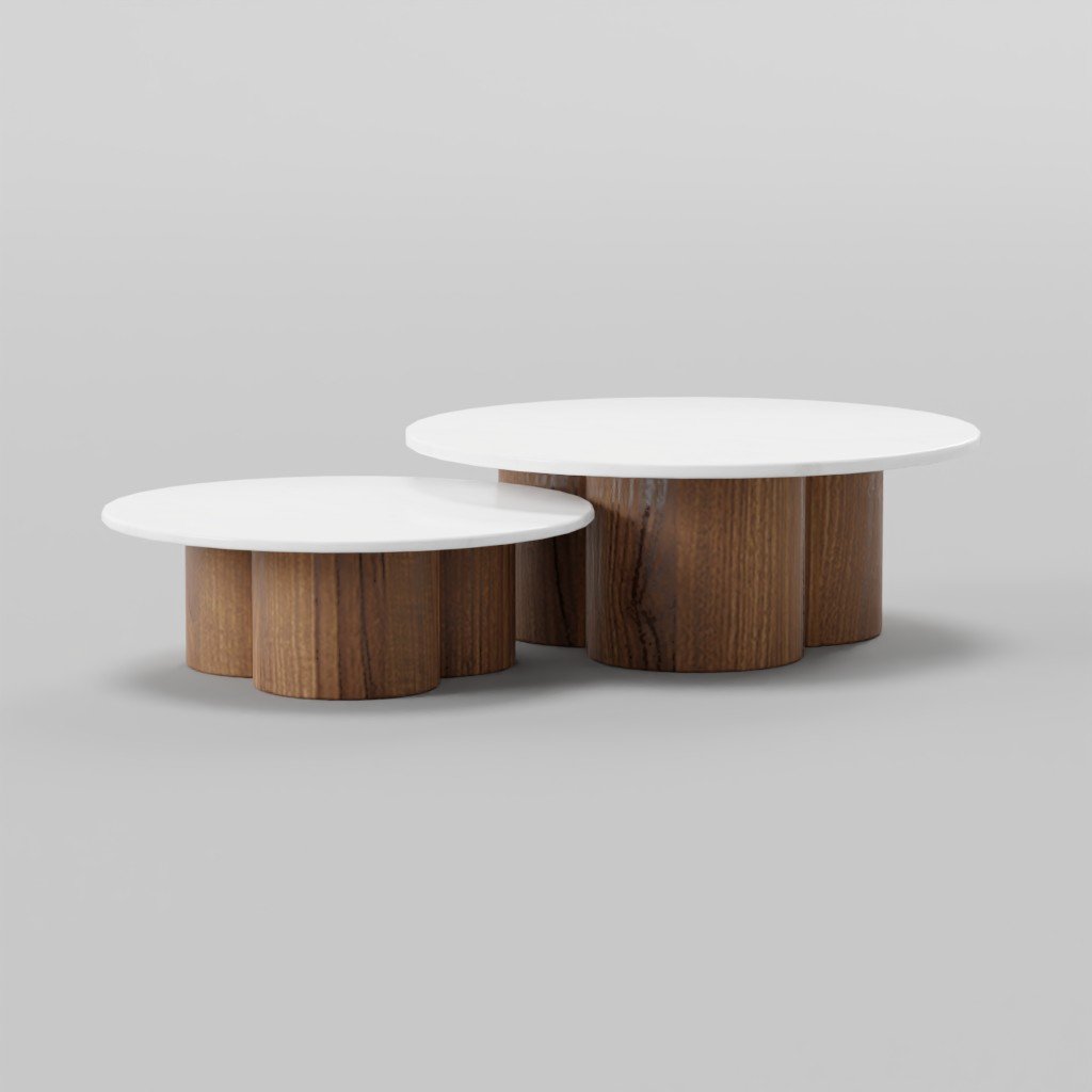 Twin Rounded Coffee Table | Tables models | BlenderKit