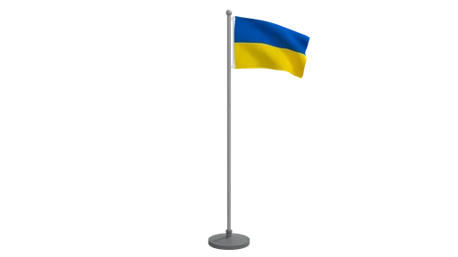 Low-poly 3D Ukrainian flag model, optimized for Blender CG visualization with quad meshes, suitable for exterior rendering.