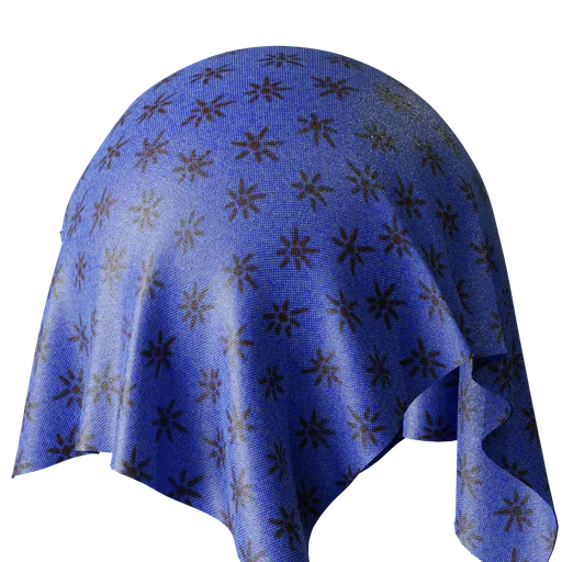 High-quality blue floral fabric PBR texture for 3D modeling in Blender and other applications.