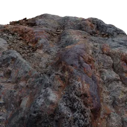 Detailed 3D rocky terrain model, ideal for Blender 3D projects, showcasing rugged textures and realistic surfaces.