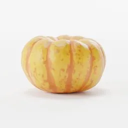 High-resolution 3D scanned yellow pumpkin model with realistic 4K textures for Blender rendering.