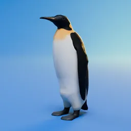 3D Blender-ready model featuring a stylized penguin with hand-painted textures, optimized for easy integration.