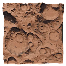 Detailed 3D render of Martian terrain for Blender showing craters and rocky surface texture.