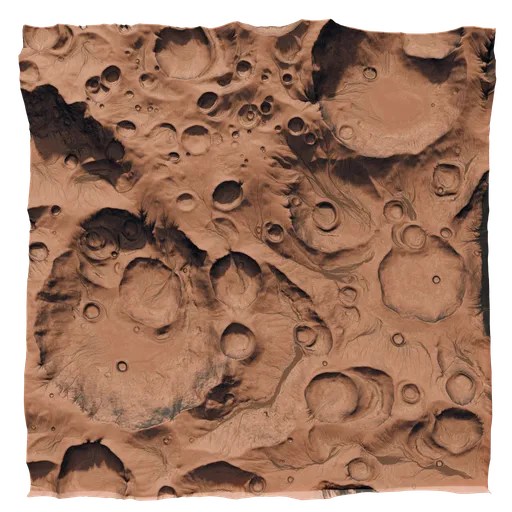 Detailed 3D render of Martian terrain for Blender showing craters and rocky surface texture.