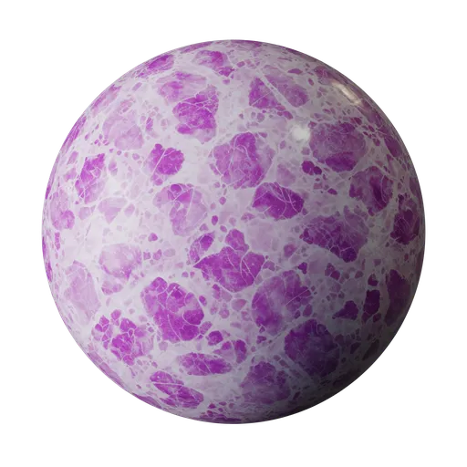 High-resolution purple mosaic marble texture for Blender 3D, featuring detailed 4K PBR surfaces.