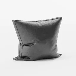 "Leather cushion in black, 3D model for Blender 3D. Ideal for modern interiors, this foldable round-cropped pillow features a grey metal body with a textured base. Made in 2019, this high-quality 3D model is perfect for creating realistic renderings and designs."