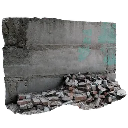 Debris of bricks and a wall scan photogrammetry