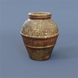 Highly detailed 3D scanned terracotta pot with PBR textures for realistic rendering, ideal for Blender 3D projects.