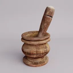 Wooden mortar and pestle