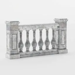 "Stone Balustrade for Blender 3D - Highly Detailed Roman/Greek Style Balcony Piece by Jacopo Bellini. Perfect for Street Scenes. Rendered Image by Jenő Gyárfás."