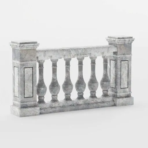Detailed 3D Blender model of a classical stone balcony with baluster design, ideal for architectural visualizations.