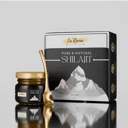 Shilajit jar with spoon and box setup
