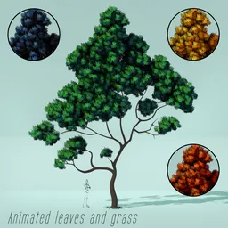 Cartoon Style Branched Trunk Tree