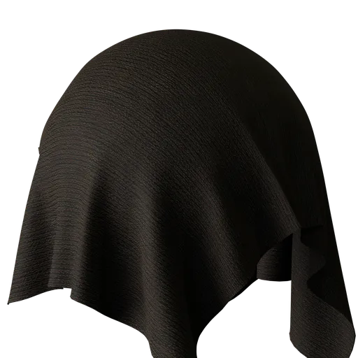 Realistic black fabric 3D texture for Blender with detailed 4K PBR maps, suitable for various rendering needs.