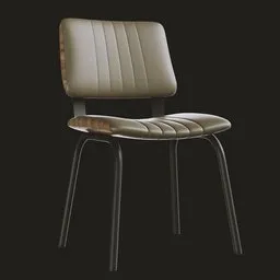 3D Blender model of a modern chair with a soft green leather seat, wooden backrest, and black legs.