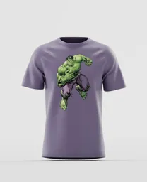 Hulk Graphic Print Purple Cotton T-Shirt
