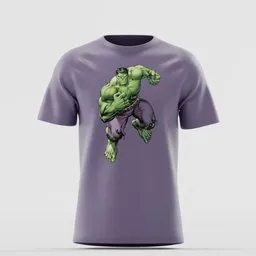 Hulk Graphic Print Purple Cotton T-Shirt