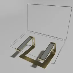 High-quality 3D rendering of an ergonomic anodized aluminum laptop stand with sleek design in Blender.
