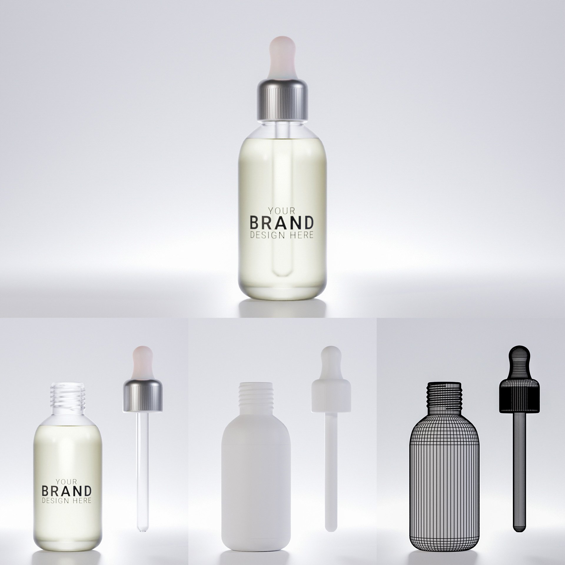 Cosmetic serum bottle 3D Industrial container models BlenderKit