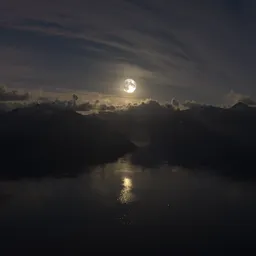 Large Moon Aerial Mountain Night