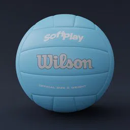 Highly detailed 3D model of a light blue Wilson volleyball optimized for Blender rendering.