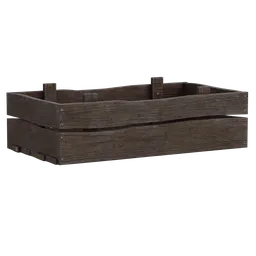 "Highly-detailed and photorealistic 3D model of a wooden case with two handles, suitable for architectural projects in Blender 3D. Features 1K textures and reminiscent of the castaway film style. Perfect for planters or as a feature in rust-inspired scenes."
