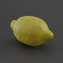 Detailed 3D lemon model with 4K texture, suitable for Blender rendering and graphic projects.