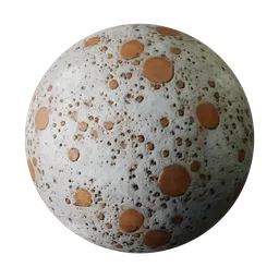 High-resolution PBR corroded metal material with orange rust spots for 3D modeling in Blender and other software.