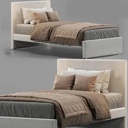 "3D model of an upholstered bed, inspired by Gaetano Previati, with a brown comforter. Rendered in Blender 3D, this IKEA Gladstad bed features a gray anthropomorphic frame with diode lighting and light displacement. Front, back, and side views are included, with dimensions of 104 x 202 x 95 H (centimeters)."

Alternatively:

"Enhance your Blender 3D experience with this realistic 3D model of a bed – the IKEA Gladstad upholstered bed. With its tall and thin gray anthropomorphic frame and brown comforter, this model offers a modern and stylish addition to your virtual scenes. Accurately rendered and unwrapped, the dimensions are 104 x 202 x 95 H (centimeters)."