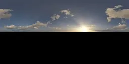 Radiant sunset HDR panorama with dynamic clouds for realistic 3D scene illumination, high-quality 16K resolution.