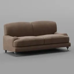 Realistic 3D fabric sofa model with cushions, designed for Blender rendering and visualization.