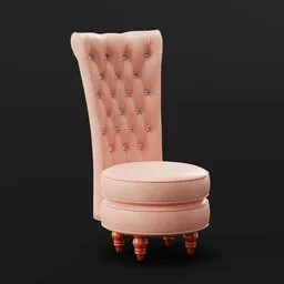 "3D model of a Tall Chesterfield Chair in Blender 3D, with a diamond-studded back and tufted leather upholstery. The chair can be easily customized with the RGB Curve to change the leather color. Perfect for interior design projects inspired by Mary Hallock Foote and featured in curated collections."