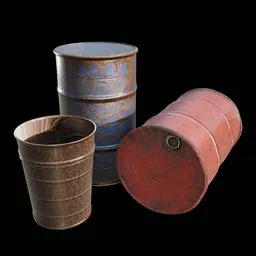 Realistic Metal Barrel Arrangment